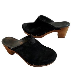UGG Abbie Black Suede Studded Mule Clogs